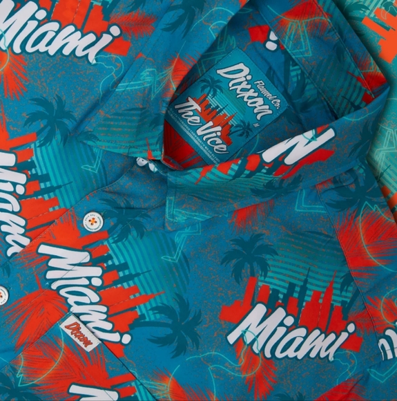 DIXXON Tropical Miami Shirt with Teal and Red - Picture 1 of 7
